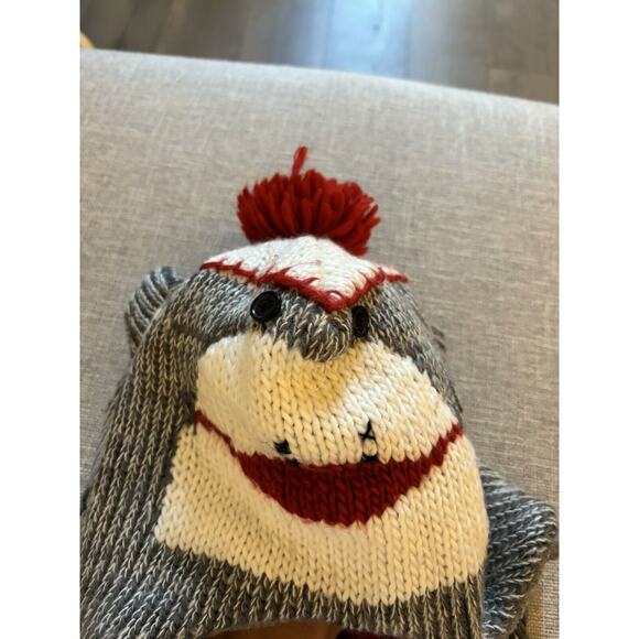 Sock Monkey Youth Winter Hat Fuzzy Tassels Ears Cold Weather Child Kids - Picture 2 of 4